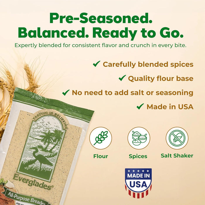 Everglades All Purpose Breading Mix 12 oz. Crispy Seafood & Fry Coating Spices
