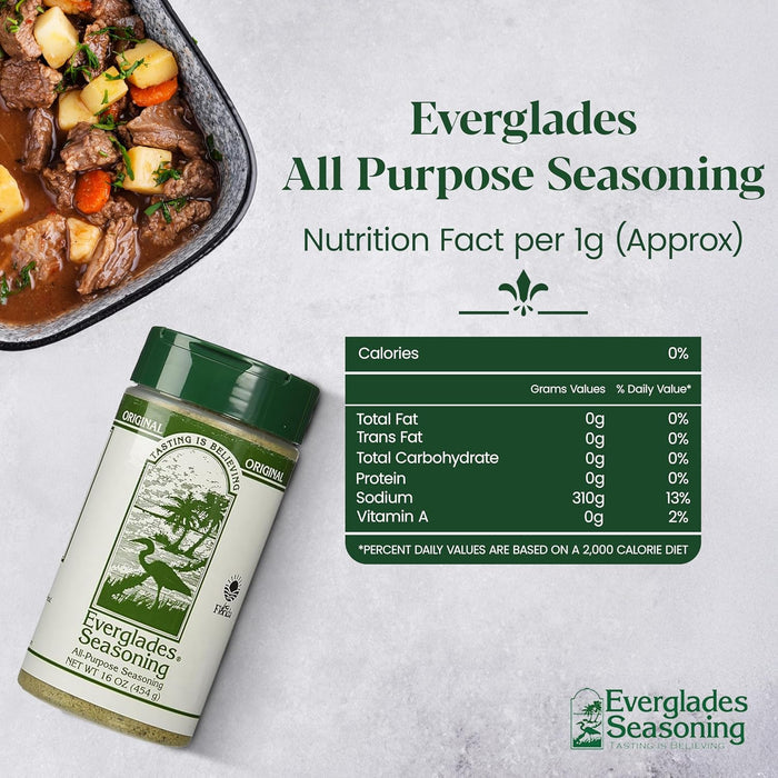 Everglades All Purpose Seasoning 16 oz. Southern Herbs & Spices Blend 6-Pack