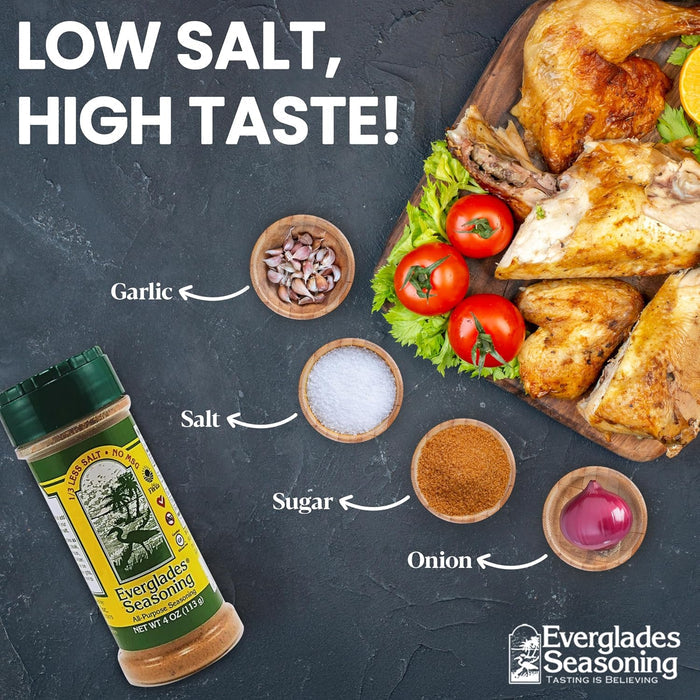 Everglades All Purpose Seasoning 4 oz. 1/3 Less Salt Southern Blend 12-Pack