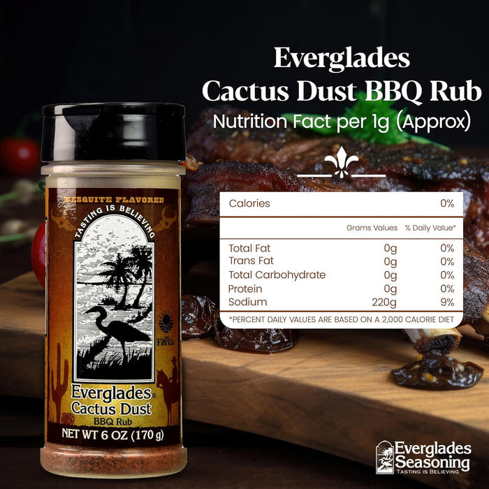 Everglades Cactus Dust BBQ Rub 6 oz. Mesquite Caramelizing Blend Made in USA 6-Pack