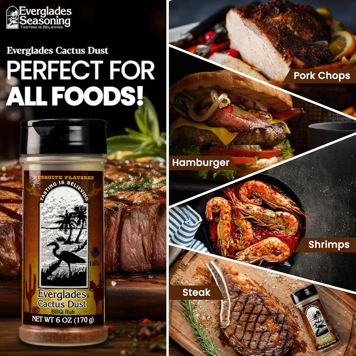 Everglades Cactus Dust BBQ Rub 6 oz. Mesquite Caramelizing Blend Made in USA 6-Pack