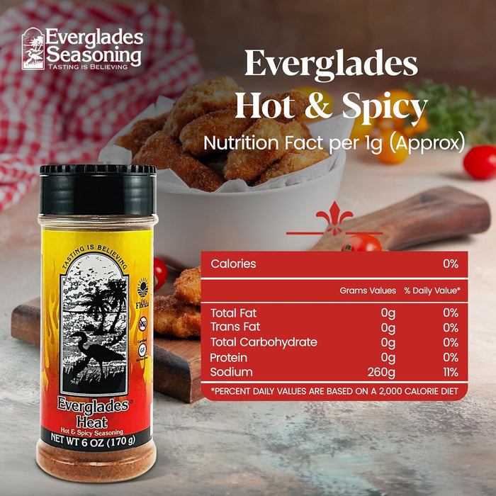 Everglades Heat Spicy Seasoning Blend Perfect Red Pepper Hot Wings & BBQ 6 oz. 6-Pack