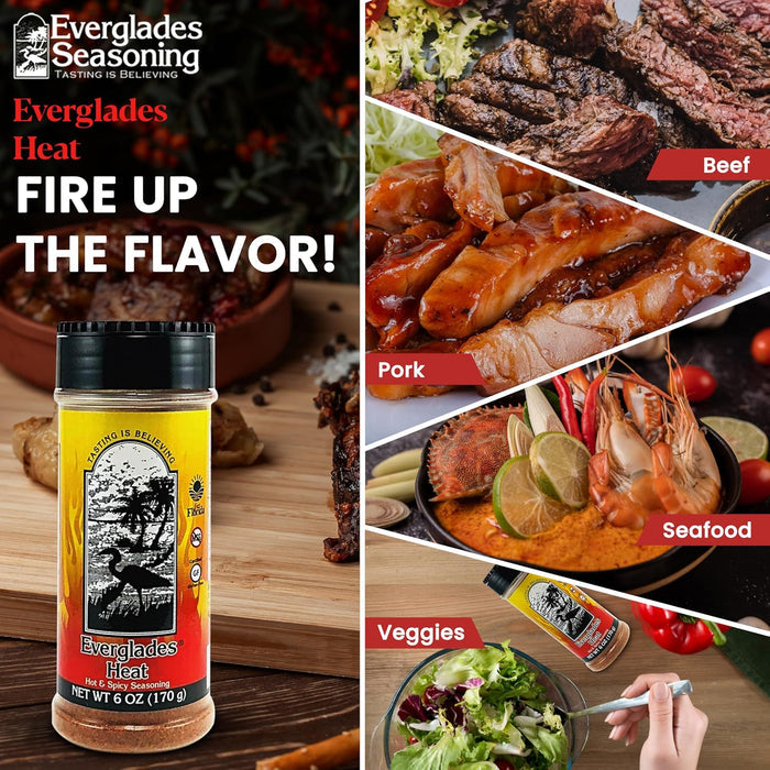 Everglades Heat Spicy Seasoning Blend Perfect Red Pepper Hot Wings & BBQ 6 oz. 6-Pack