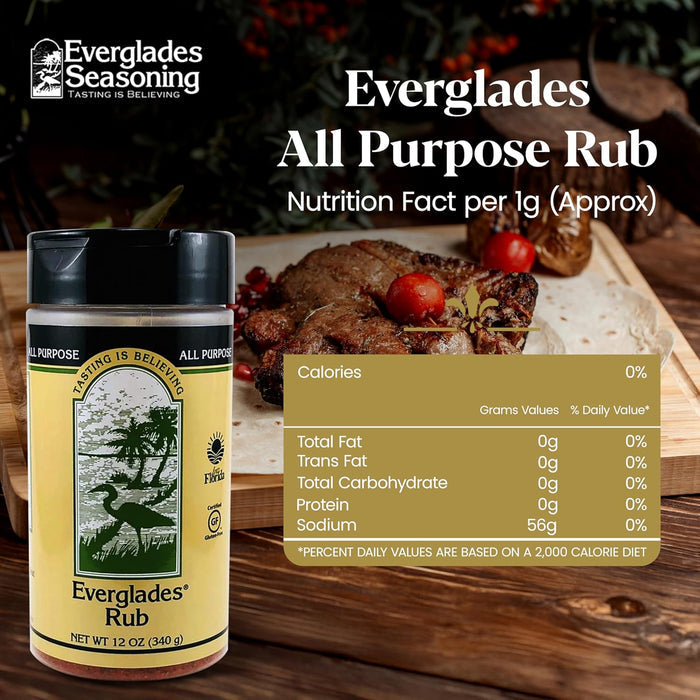 Everglades Rub Seasoning 12 oz. Sweet & Spicy BBQ Dry Rub for Meat 6-Pack