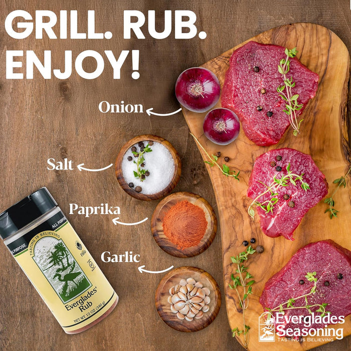 Everglades Rub Seasoning 12 oz. Sweet & Spicy BBQ Dry Rub for Meat