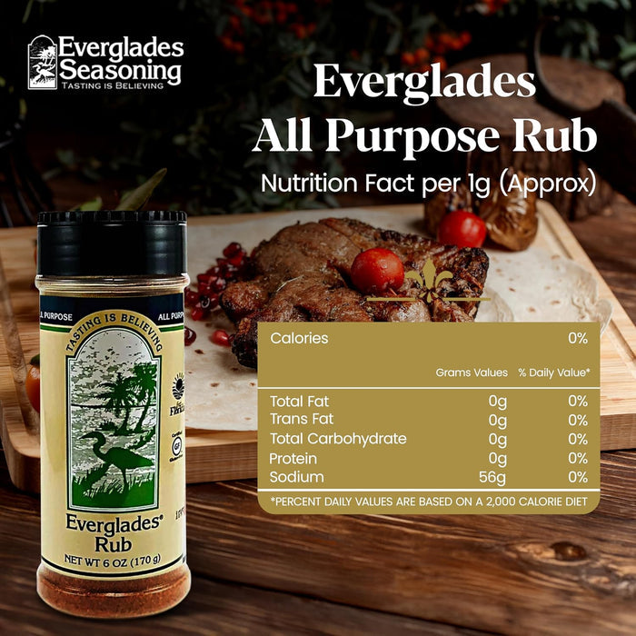 Everglades Rub Seasoning 6 oz. Sweet & Spicy BBQ Dry Rub for Meat