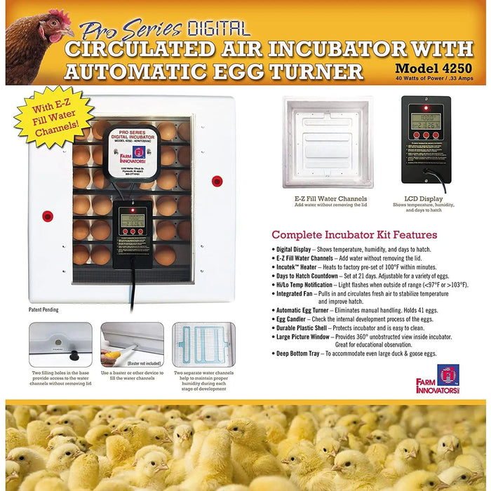 Farm Innovators Model 4250 Circulated Air Incubator with Turner Farm Innovators