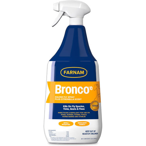 Farnam Bronco Equine Fly Spray Plus Citronella Repellent for Horses & Dogs 32 oz.