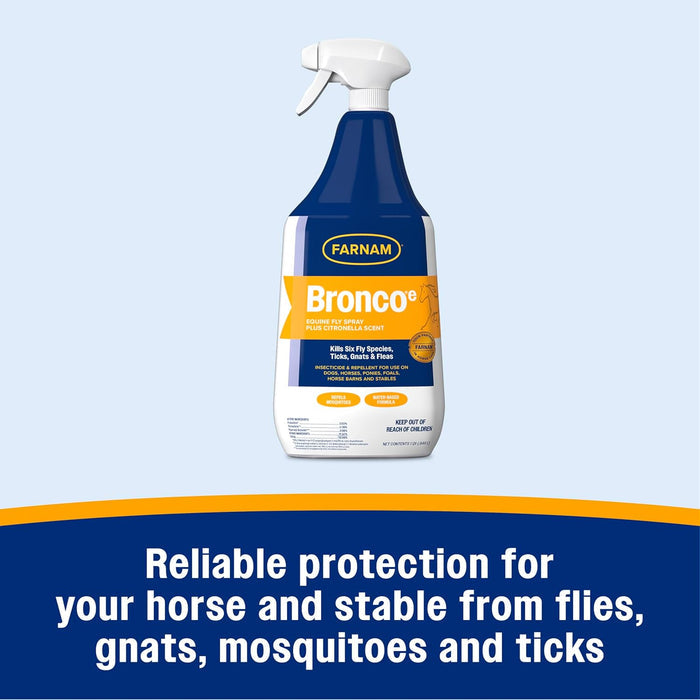 Farnam Bronco Equine Fly Spray Plus Citronella Repellent for Horses & Dogs 32 oz.