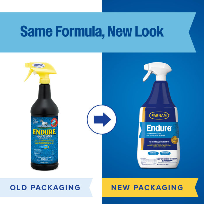 Farnam Endure Horse Fly Spray Sweatproof Extended Horse Protection 32 oz. 2PCK