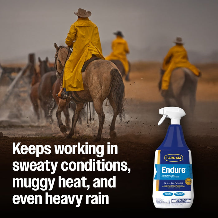 Farnam Endure Horse Fly Spray Sweatproof Extended Horse Protection 32 oz. 2PCK