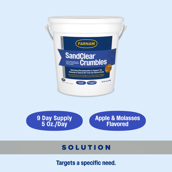 Farnam SandClear Psyllium Crumbles for Horses Digestive Support Sand Colic Risk 3lbs.