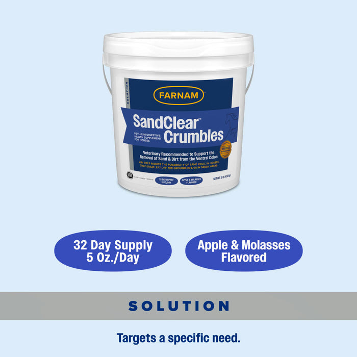 Farnam SandClear Psyllium Crumbles for Horses Digestive Support Sand Colic Risk 10 lbs.