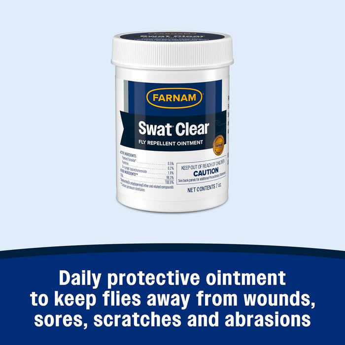 Farnam Swat Clear Fly Repellent Ointment 7 oz. Horses Dogs Wounds Ears Protection