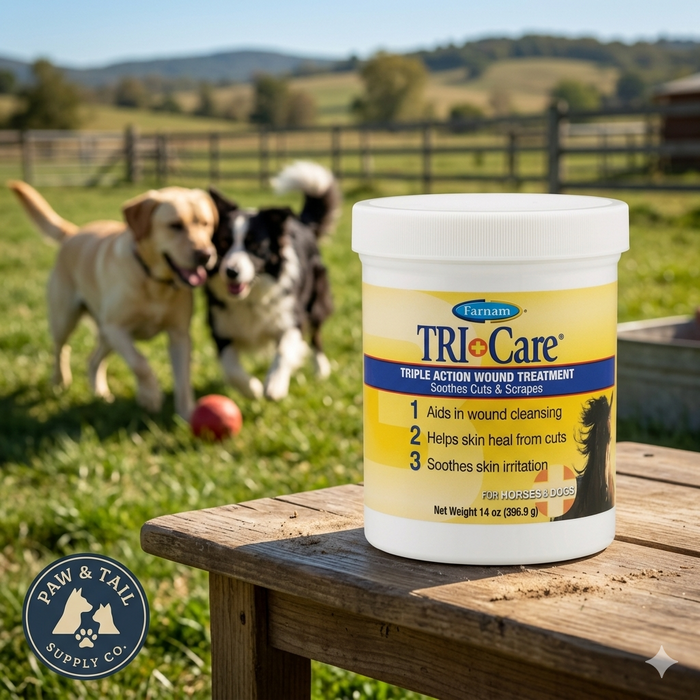 Farnam TRI-Care Triple Action Wound Treatment Horses Dogs Cuts Scrapes Heal 14 oz.