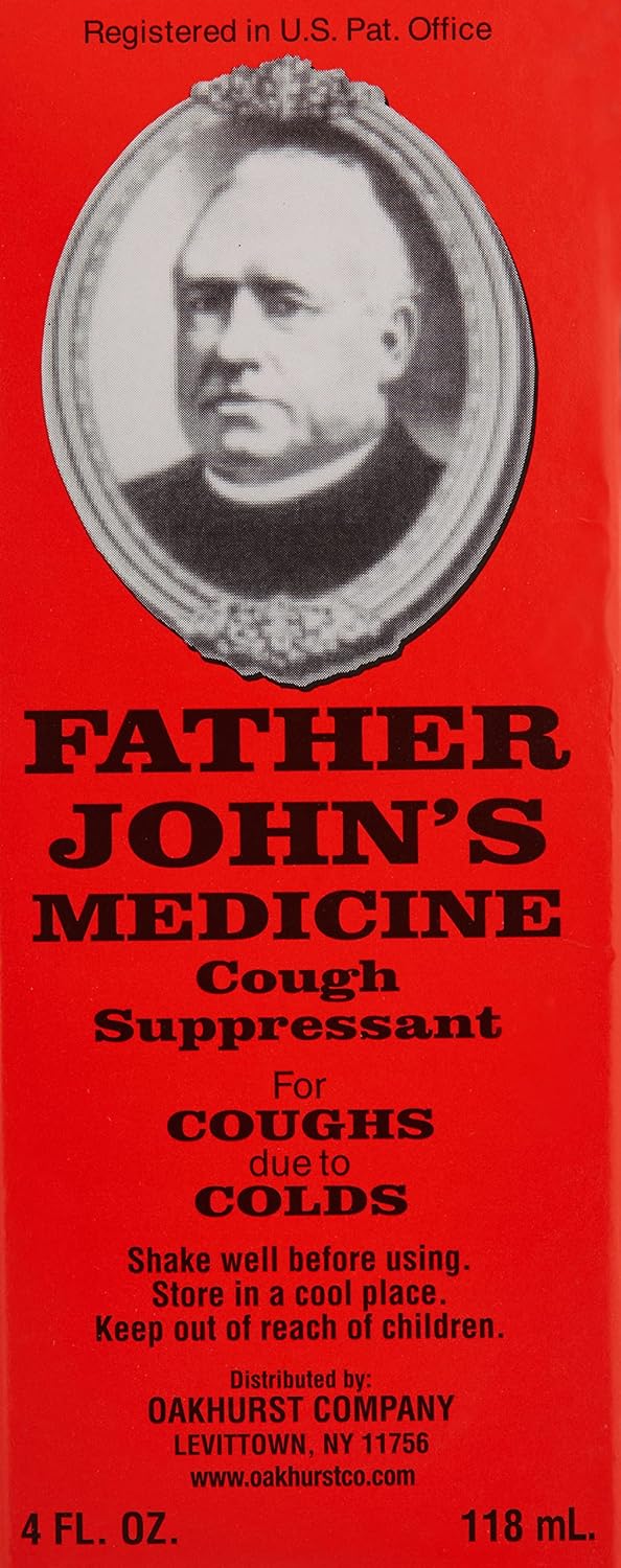 Father John's Cough Medicine Suppressant Syrup 4 oz. Cod Liver Oil Base Alcohol Free