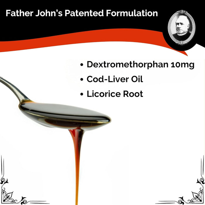Father John's Cough Medicine Suppressant Syrup 4 oz. Cod Liver Oil Base Alcohol Free