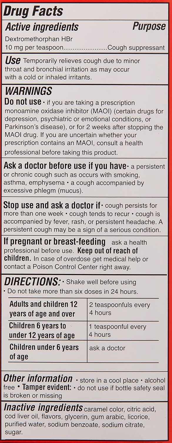 Father John's Cough Medicine Suppressant Syrup 4 oz. Cod Liver Oil Base Alcohol Free