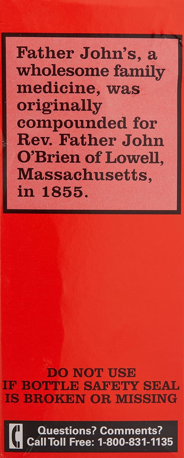 Father John's Cough Medicine Suppressant Syrup 4 oz. Cod Liver Oil Base Alcohol Free