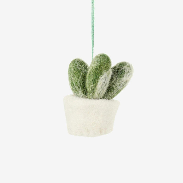Felt Biodegradable Hanging Mini Plant: Stumpy Espostoa Cactus (White Base - 3 Cactus Spikes)