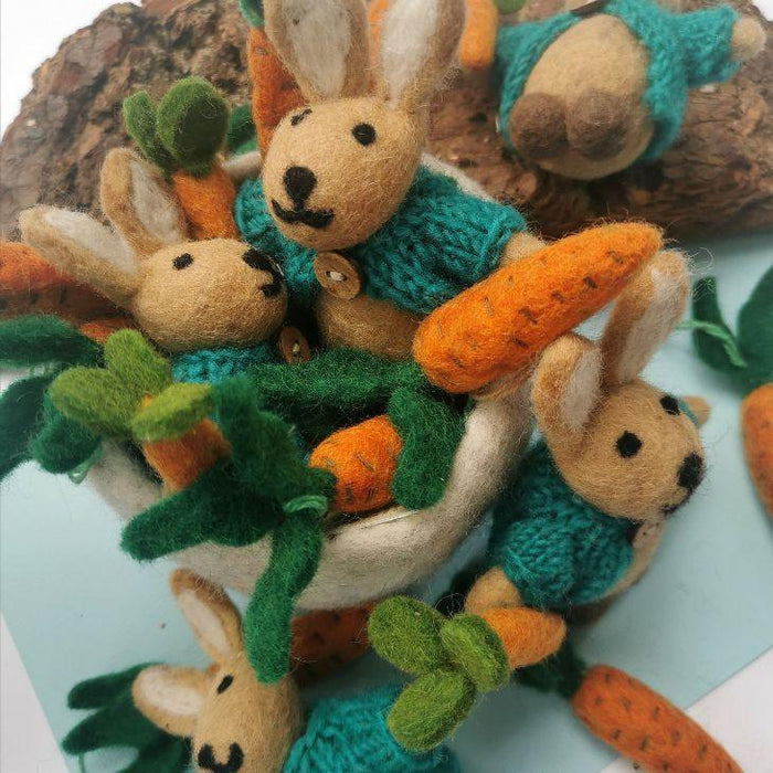 Felt Rabbit In Cardigan.