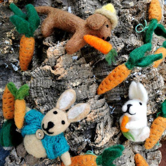 Felt Rabbit In Cardigan.