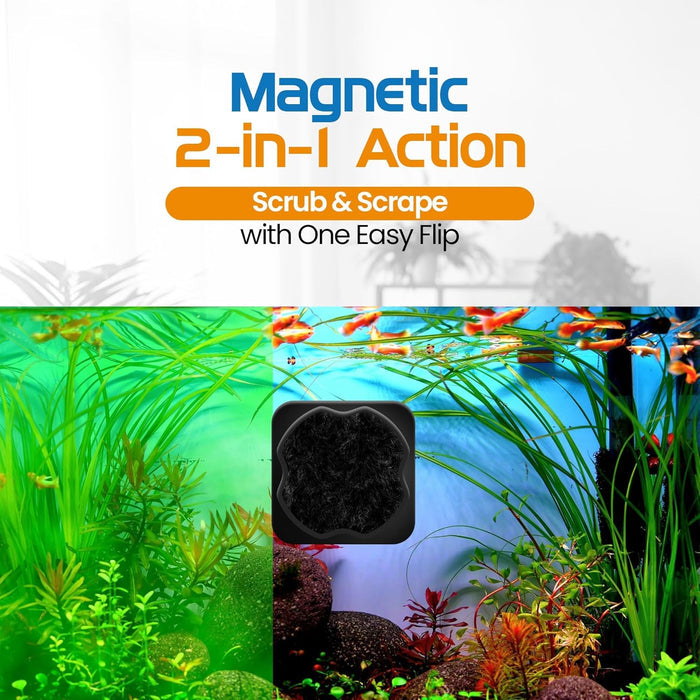 Fish Flipper Pico Black 2-in-1 Aquarium Magnet Cleaner