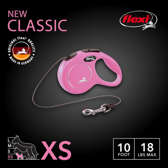 FLEXI New Classic 10 ft Retractable Dog Leash X-Small Dogs Pink 18 lbs 2-Pack