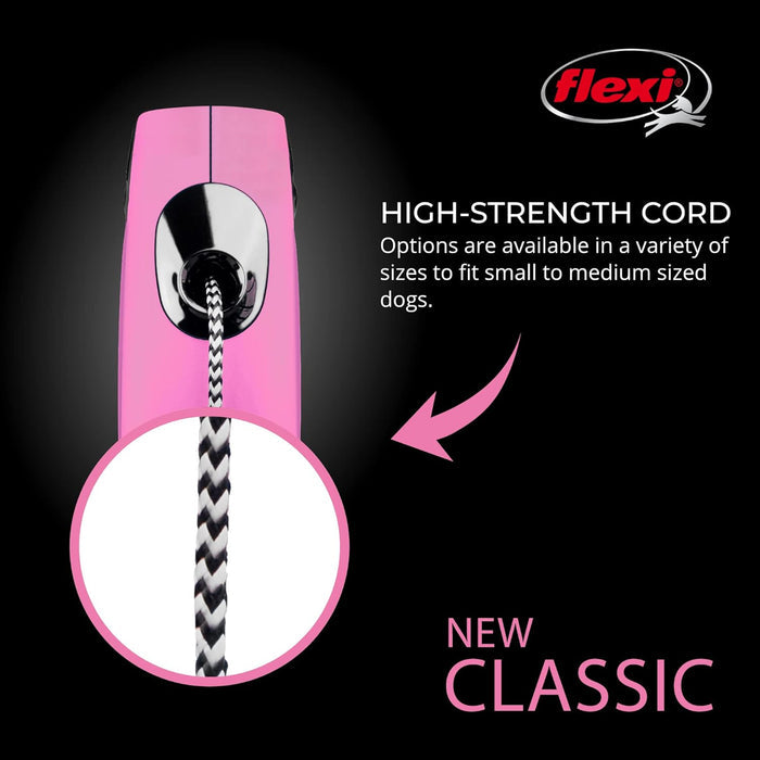 FLEXI New Classic 10 ft Retractable Dog Leash X-Small Dogs Pink 18 lbs 2-Pack