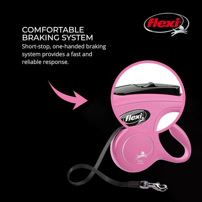 FLEXI New Classic 10 ft Retractable Dog Leash X-Small Dogs Pink 18 lbs 2-Pack