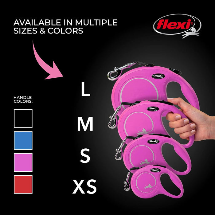 FLEXI New Classic 10 ft Retractable Dog Leash X-Small Dogs Pink 18 lbs 2-Pack