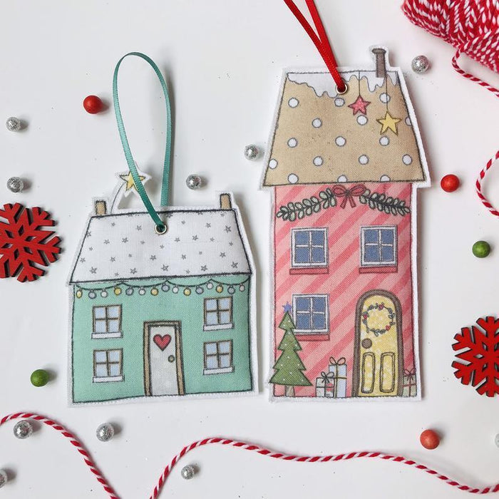 Flossy Teacake Fabric hanging house christmas decoration (Red).