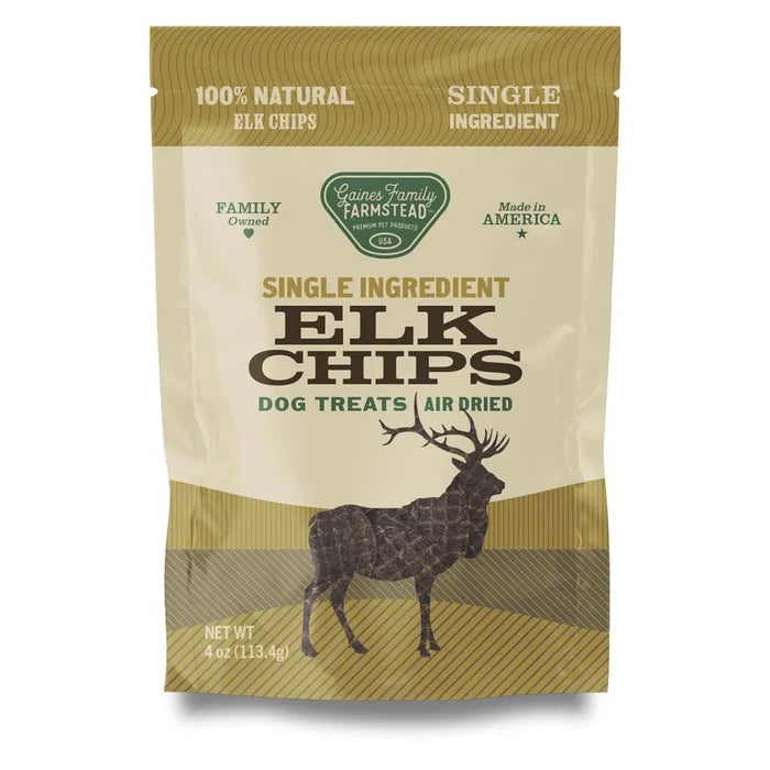 Gaines Elk Chips Dog Treats Single Ingredient Air-Dried High Protein 4 oz.