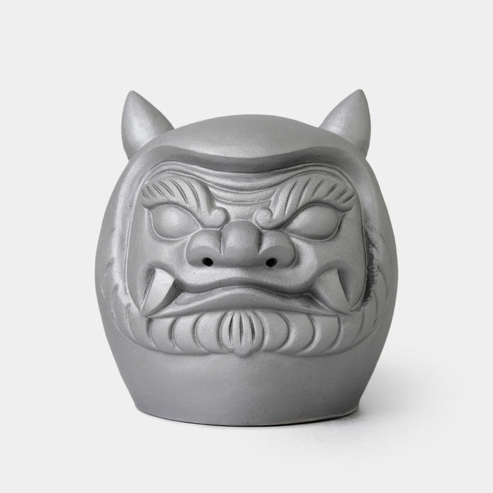 Oni-Daruma desk statue in silver-gray onigawara craft | Awaji, Hyogo, GAROU