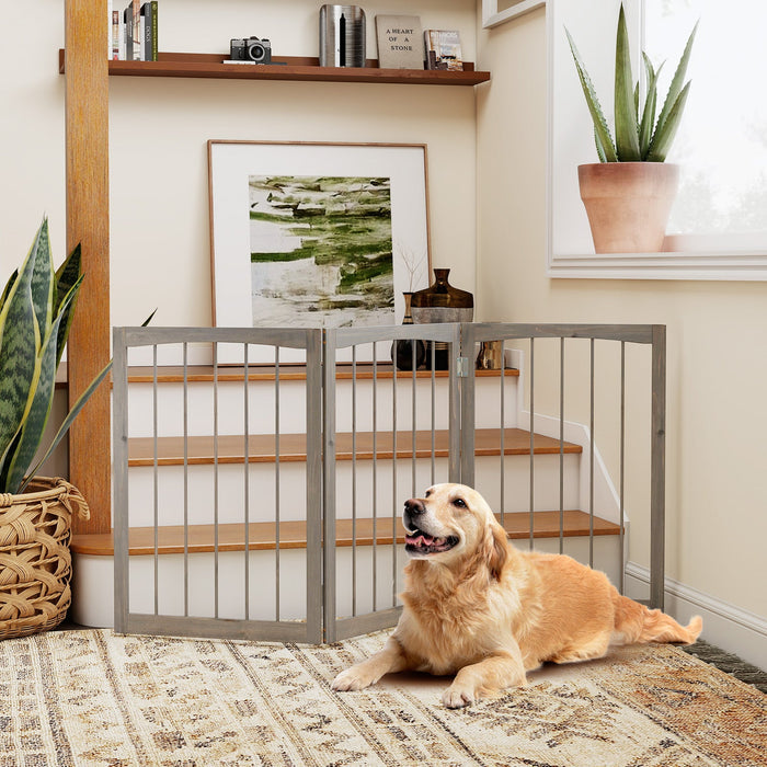 Gbruno 30-Inch Tall Wooden Pet Fence for Cats & Small to Medium Dogs — Gray