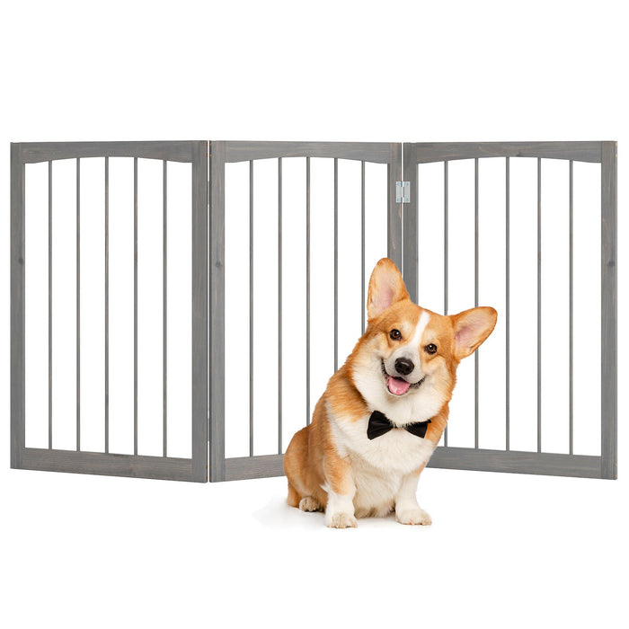 Gbruno 30-Inch Tall Wooden Pet Fence for Cats & Small to Medium Dogs — Gray