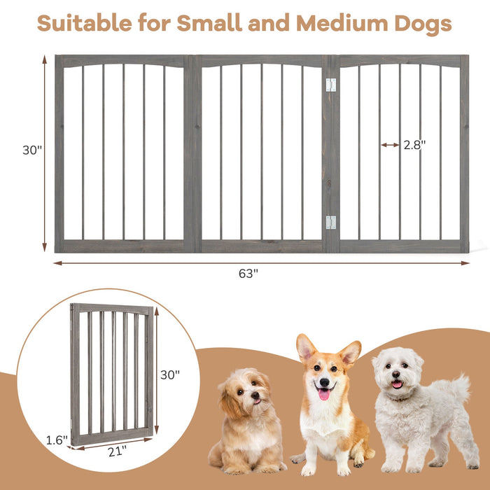 Gbruno 30-Inch Tall Wooden Pet Fence for Cats & Small to Medium Dogs — Gray
