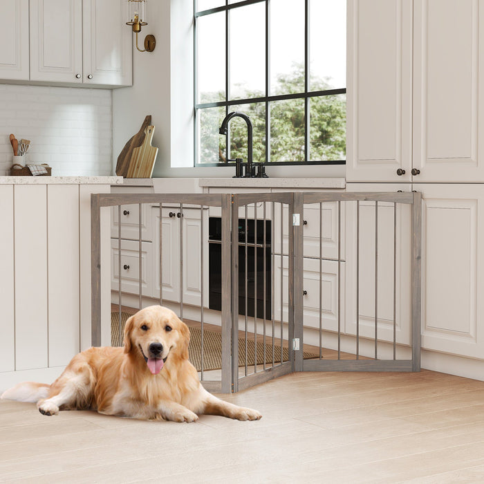 Gbruno 30-Inch Tall Wooden Pet Fence for Cats & Small to Medium Dogs — Gray