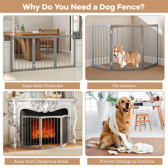 Gbruno 30-Inch Tall Wooden Pet Fence for Cats & Small to Medium Dogs — Gray
