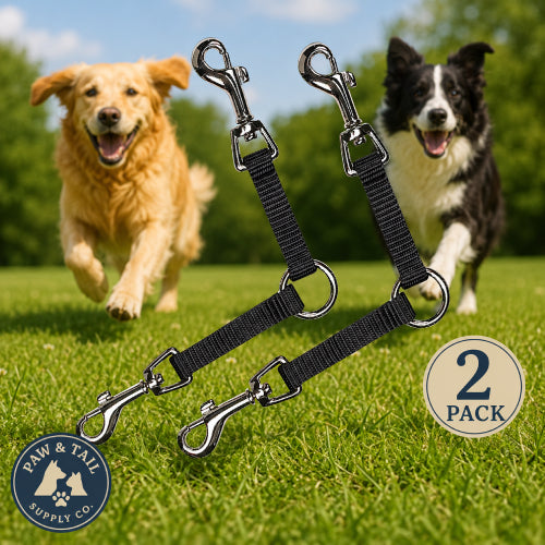 Guardian Gear Nylon 2-Way Dog Coupler Small 4" Black Swivel Clip 2-Pack