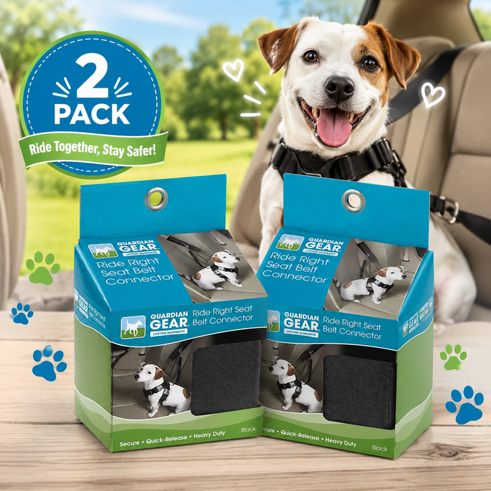 Guardian Gear Ride Right Universal Dog Seat Belt Connector Car Safety Essential 2-Pack