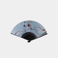 Blue folding fan with kabuki kumadori makeup motif and black bamboo ribs | Nagoya folding fan, Suehirodo