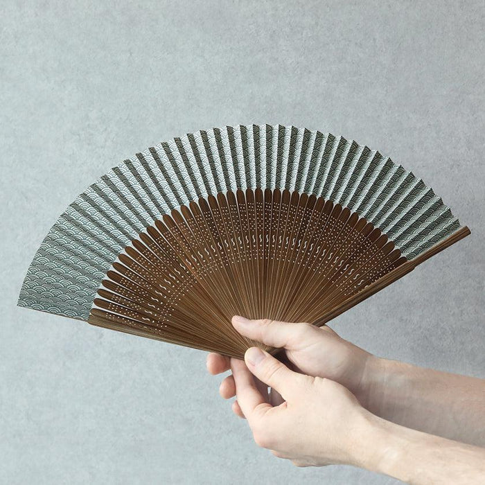 [HAND FAN] BLUE WAVE PATTERN | NAGOYA FOLDING FAN | SUEHIRODO