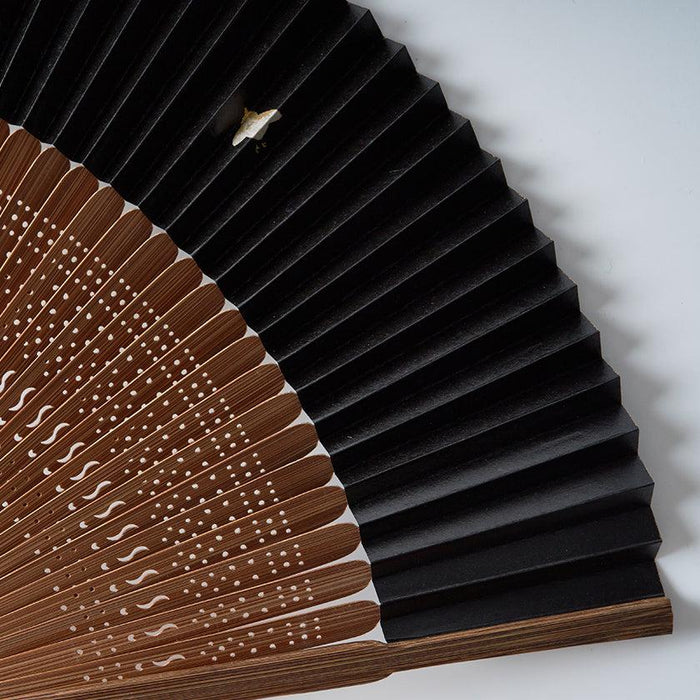 [HAND FAN] MEN'S BLACK SHIBUHIKI CHIDORI (WITH FAN BAG) | NAGOYA FOLDING FAN | SUEHIRODO
