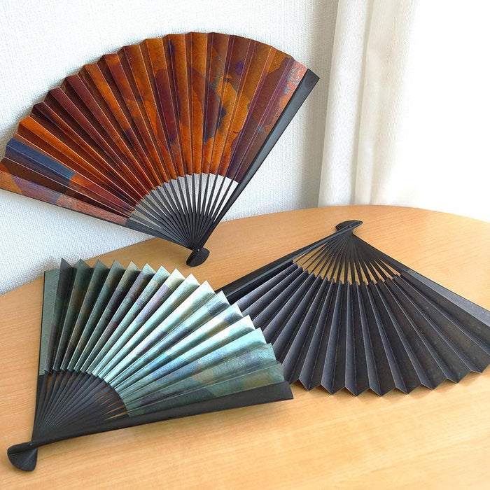 [HAND FAN] SMOKED SILVER MIX PATTERN | KYOTO FOLDING FANS| YASUTO YONEHARA