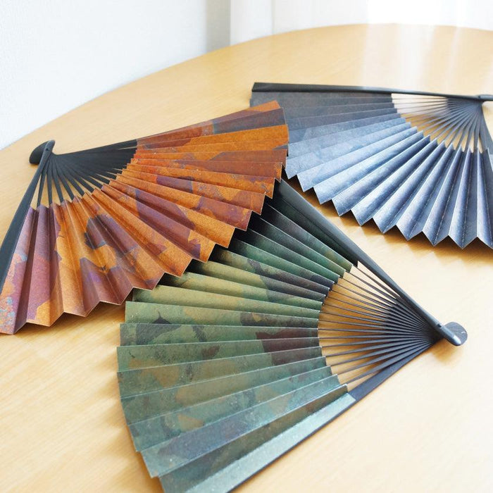 [HAND FAN] SMOKED SILVER MIX PATTERN | KYOTO FOLDING FANS| YASUTO YONEHARA