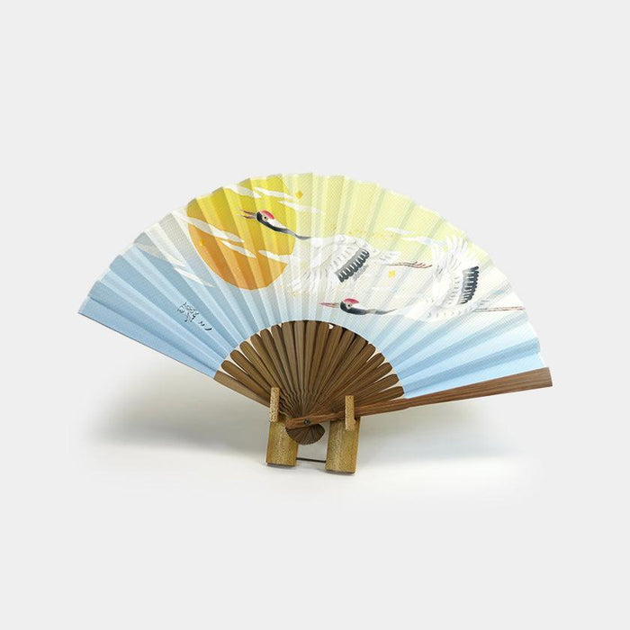 [HAND FAN] TWO CRANES / OM19 | KAGA YUZEN | SOME NO SHIKI