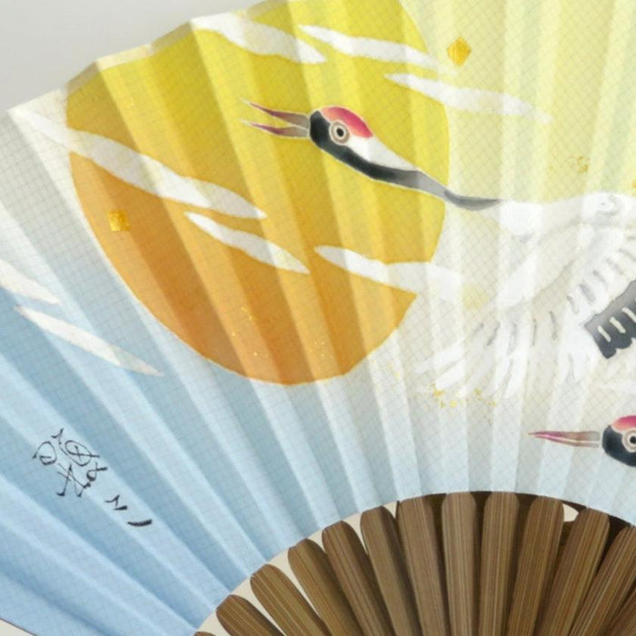 [HAND FAN] TWO CRANES / OM19 | KAGA YUZEN | SOME NO SHIKI