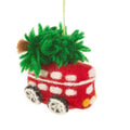 Handmade Felt Festive London Bus Christmas Tree Hanging Decoration.