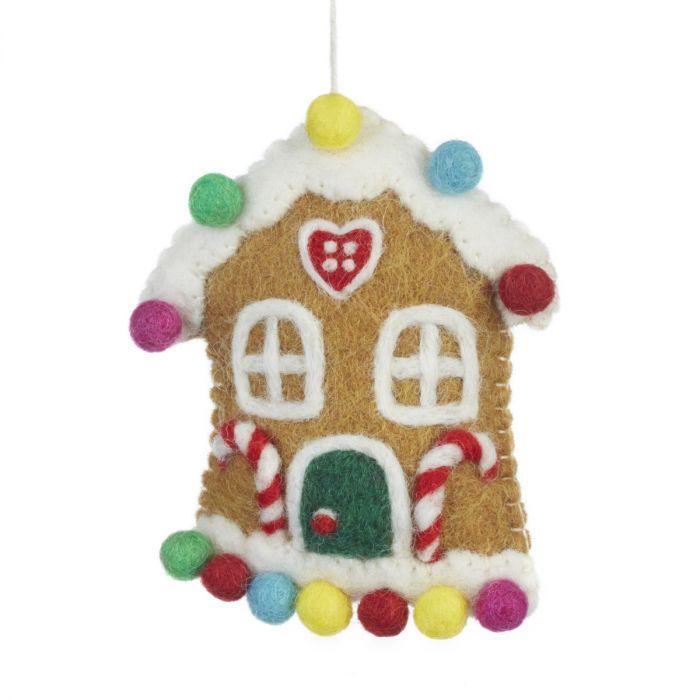 Handmade Felt Gingerbread House Christmas Tree Hanging Decoration.